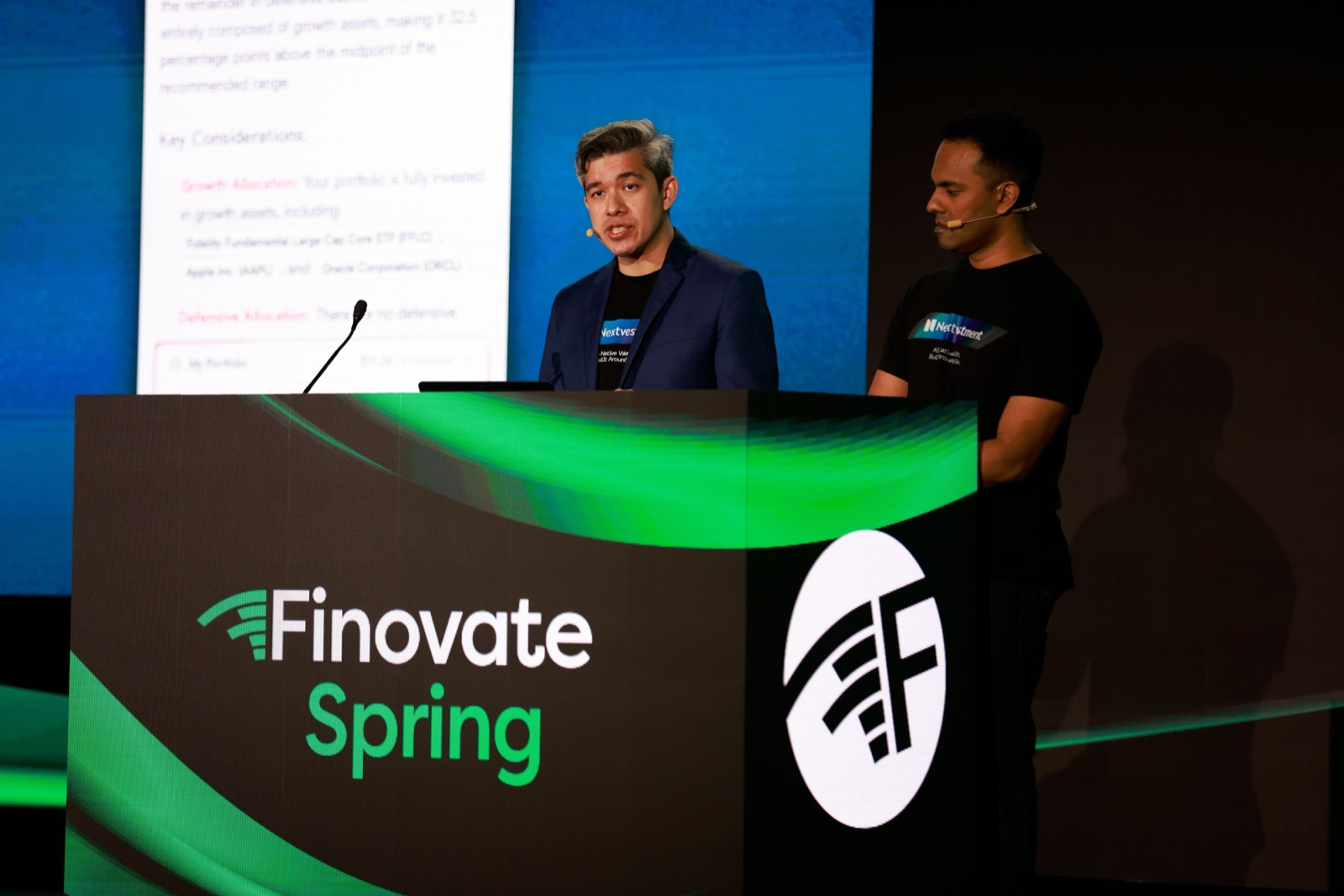 Nextvestment demoing on stage at Finovate Spring